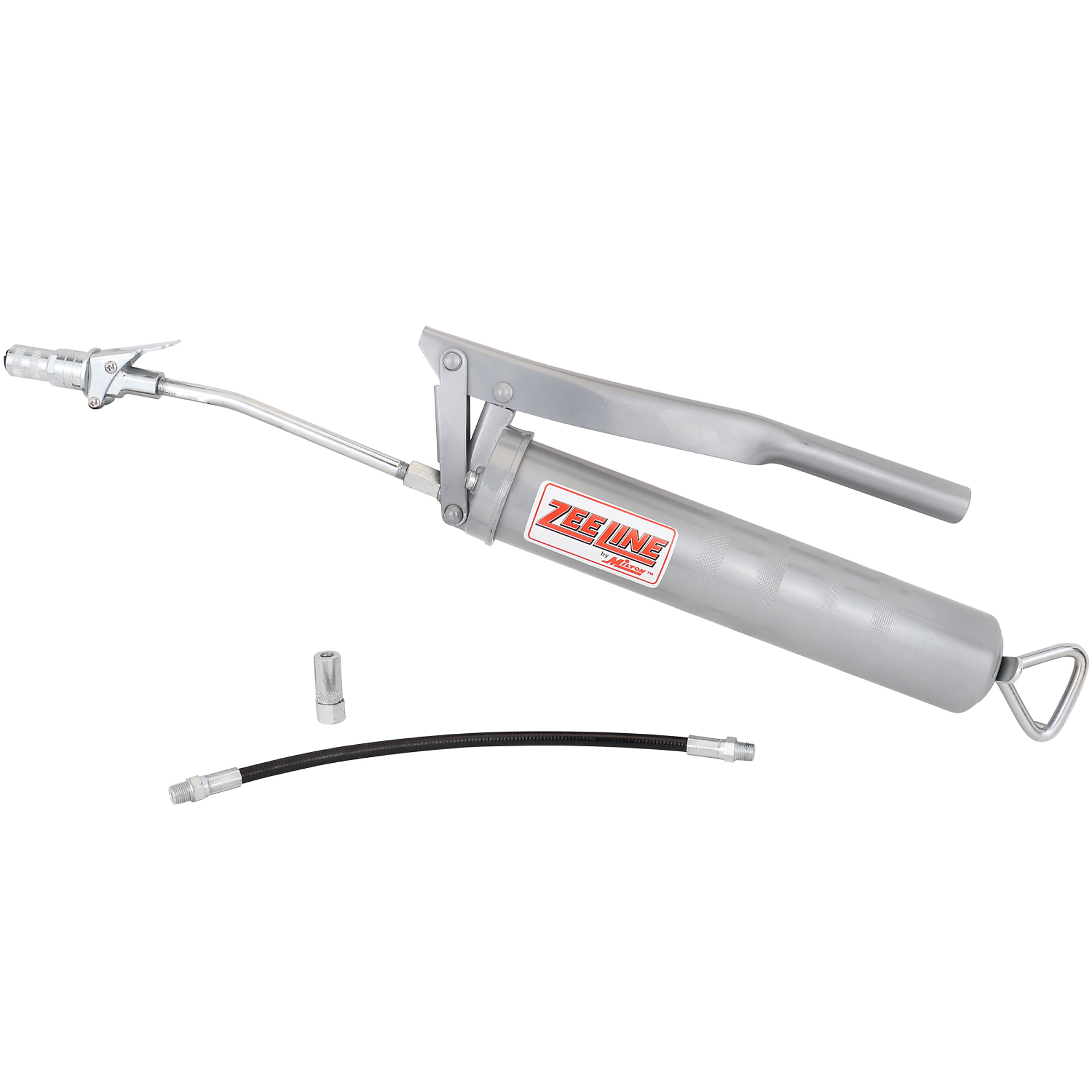 Zee Line Medium-Duty Lever Action Grease Gun — 6,000 PSI, 12in. Whip Hose, Locking Coupler, Model# ZEMD4-LC